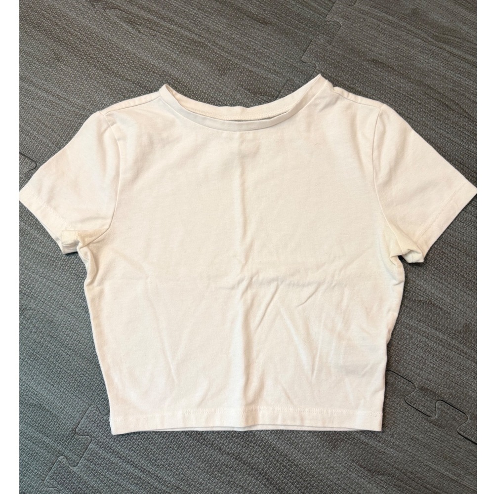 Wild Fable White Short Sleeve Cropped Baby Tee Shirt XS